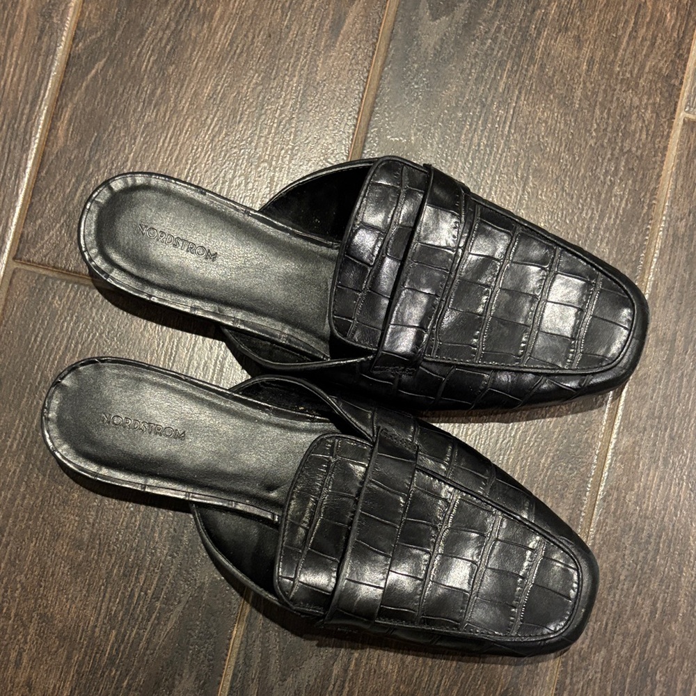 Nordstrom Black Woven Mules